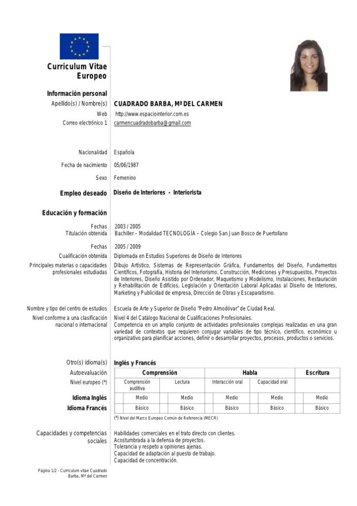 Curriculum Vitae Europeo Formato Pdf Curriculum Vitae Modello - Riset